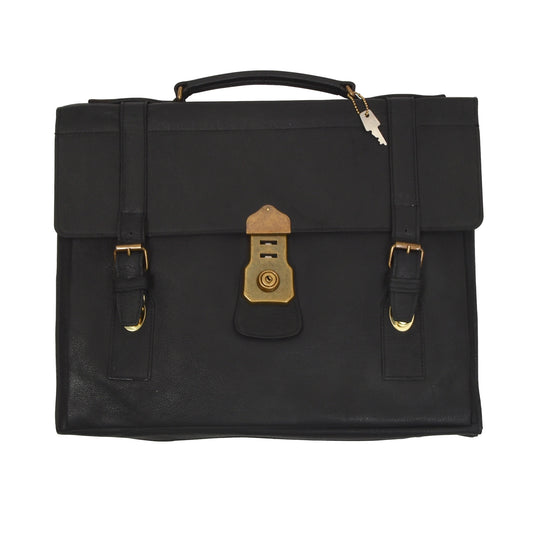 Cheney England Unlined Leather Briefcase - Black