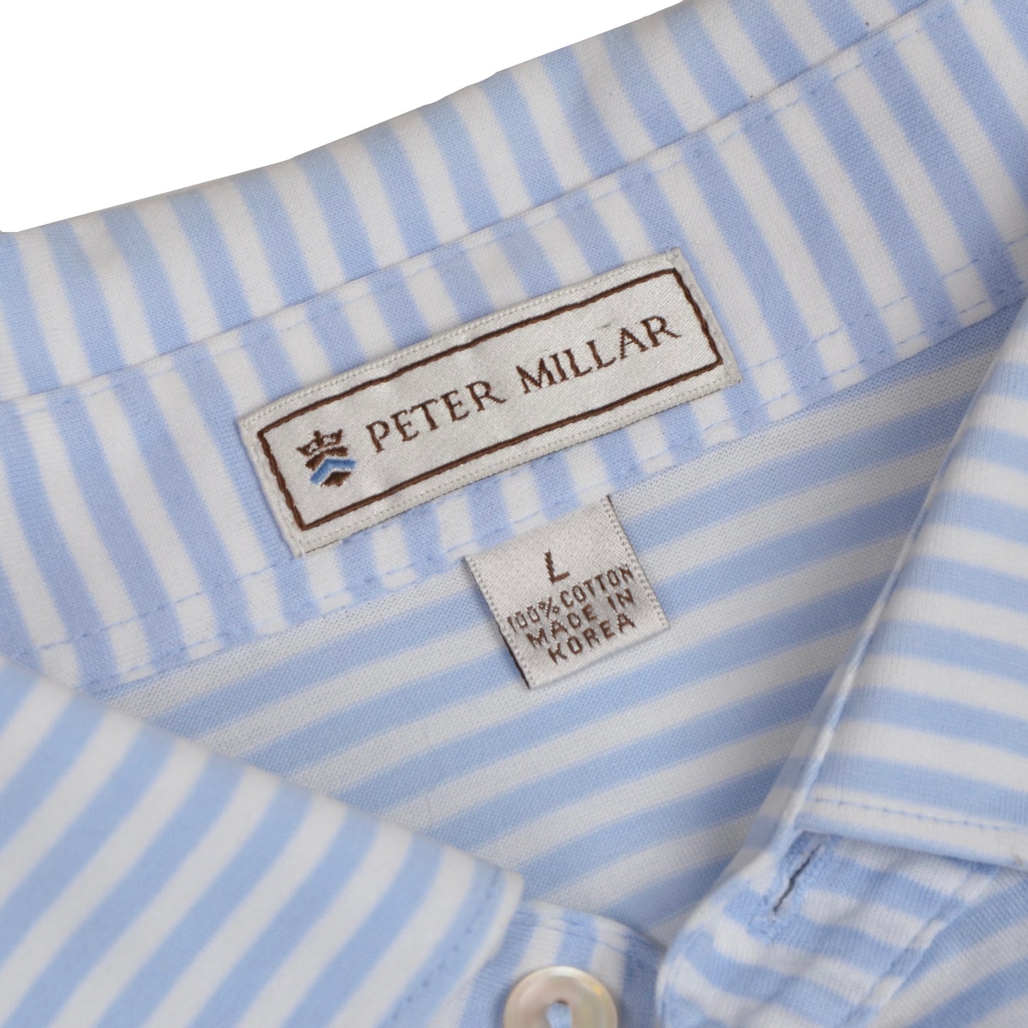 Peter Millar Poloshirt Größe L - Blaue Streifen