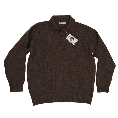 Burlington Zopfstrick-Woll-Polopullover Größe 52 - Braun