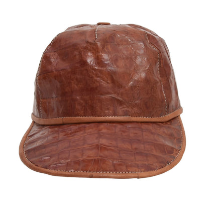 Echter Caiman 5-Panel-Hut – Cognac-Braun