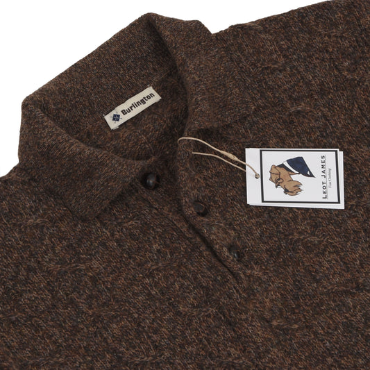 Burlington Zopfstrick-Woll-Polopullover Größe 52 - Braun