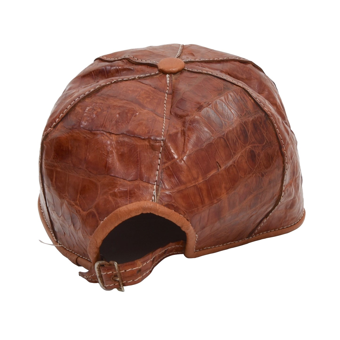 Echter Caiman 5-Panel-Hut – Cognac-Braun