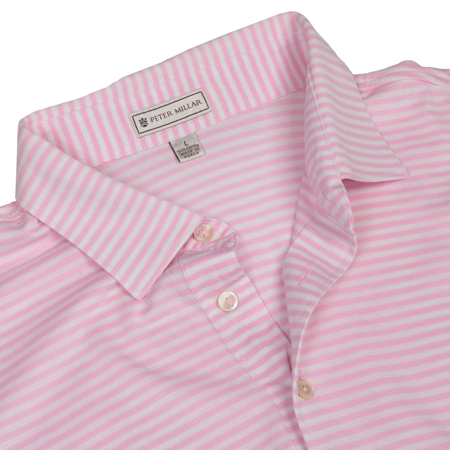 Peter Millar Polo Shirt Size L - Pink Stripes