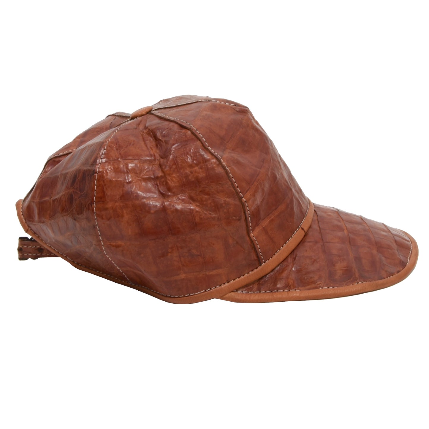 Echter Caiman 5-Panel-Hut – Cognac-Braun