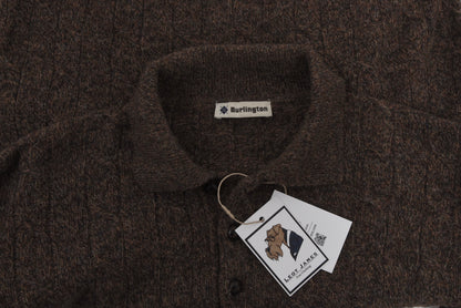 Burlington Zopfstrick-Woll-Polopullover Größe 52 - Braun