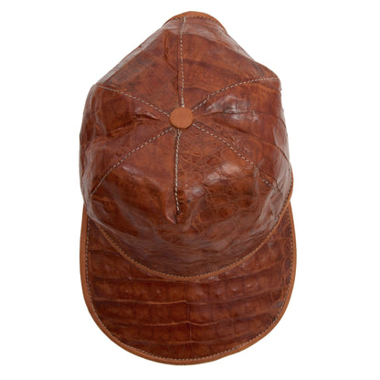 Genuine Caiman 5 Panel Hat - Cognac Brown