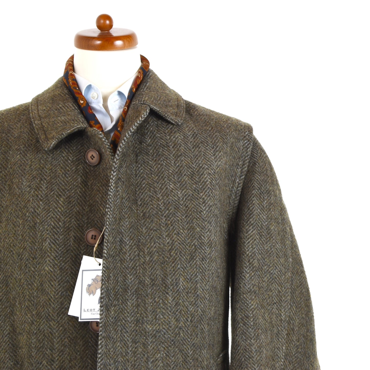 Morris's Tweed Vintage Mantel Größe 52 - Grünes Fischgrätenmuster
