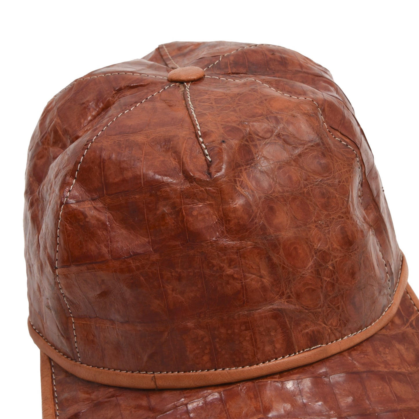 Echter Caiman 5-Panel-Hut – Cognac-Braun