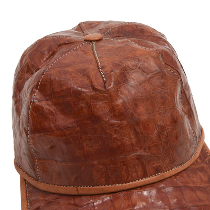 Genuine Caiman 5 Panel Hat - Cognac Brown