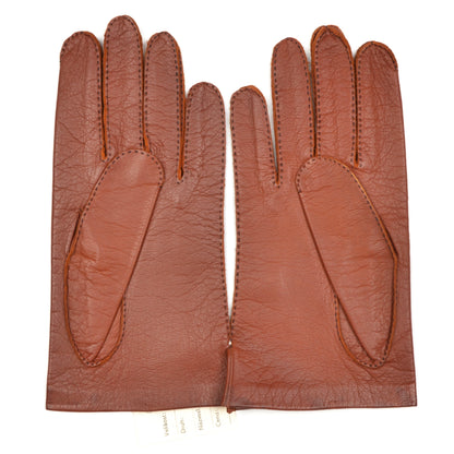 Unlined Vintage Leather Dress Gloves Size 8 3/4 - Rust