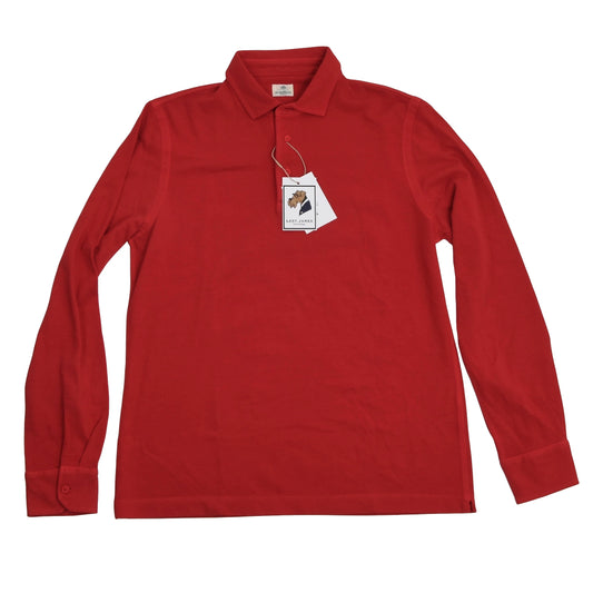 Luigi Borrelli Langarm-Poloshirt Größe 50 - Rot