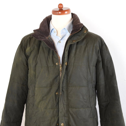 Barbour Hemmingford Quilted Waxed Jacket Size L - Green