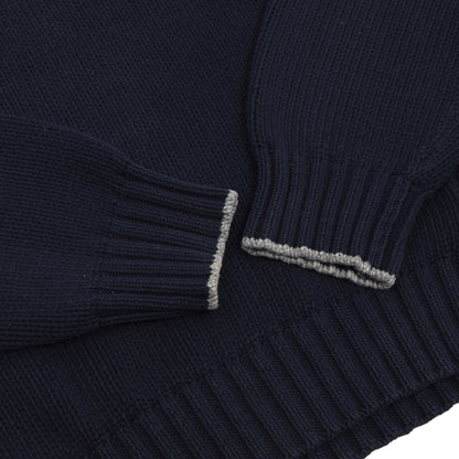 Brunello Cucinelli Shawl Collar Sweater Size 48 - Navy Blue