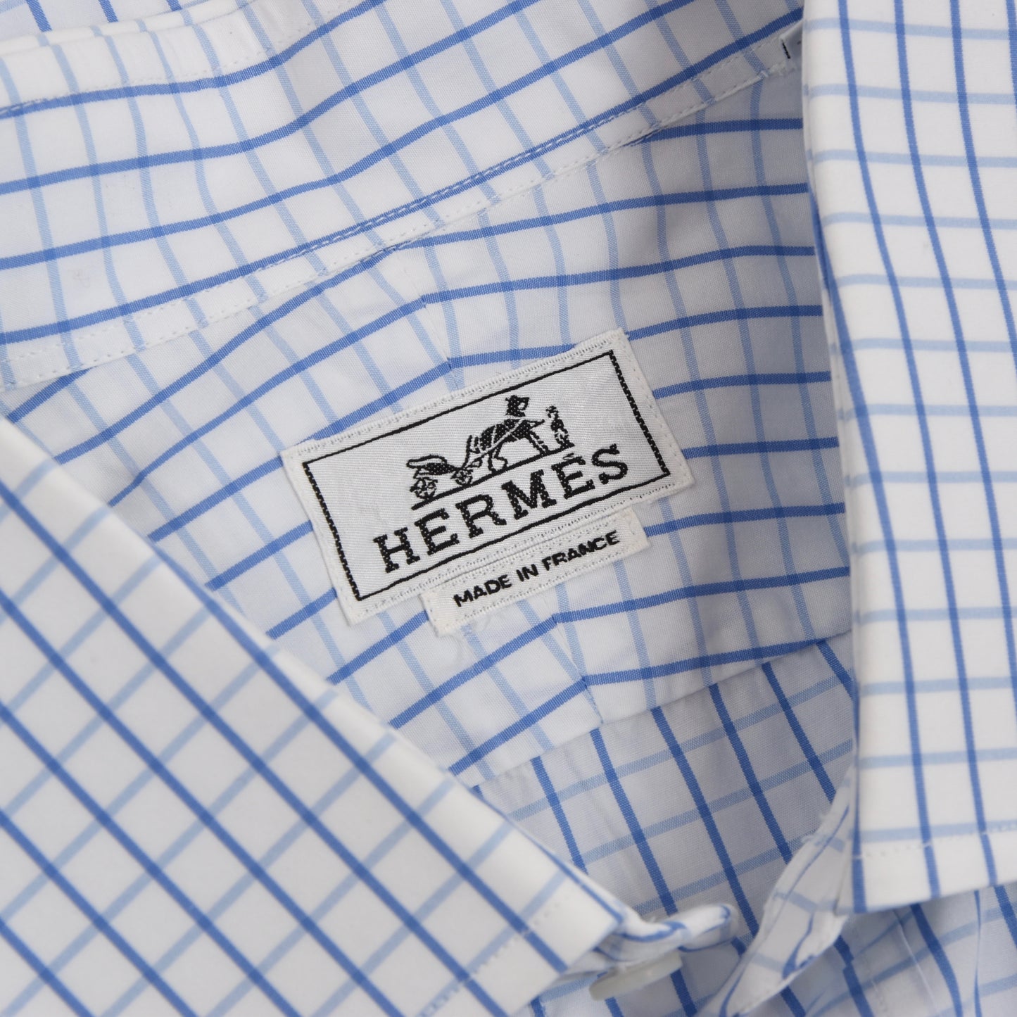Hermès Paris Businesshemd Größe 45/18 - Blau/Weiß kariert