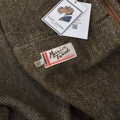 Morris's Tweed Vintage Mantel Größe 52 - Grünes Fischgrätenmuster