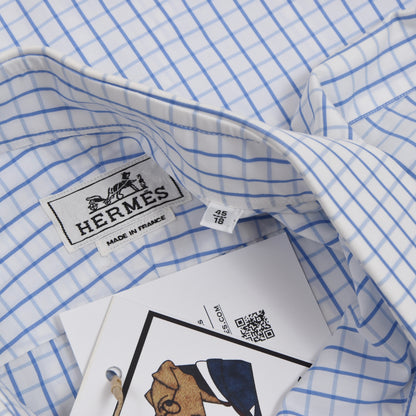 Hermès Paris Businesshemd Größe 45/18 - Blau/Weiß kariert