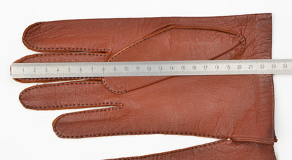 Ungefütterte Vintage-Lederhandschuhe Größe 8 3/4 - Rost