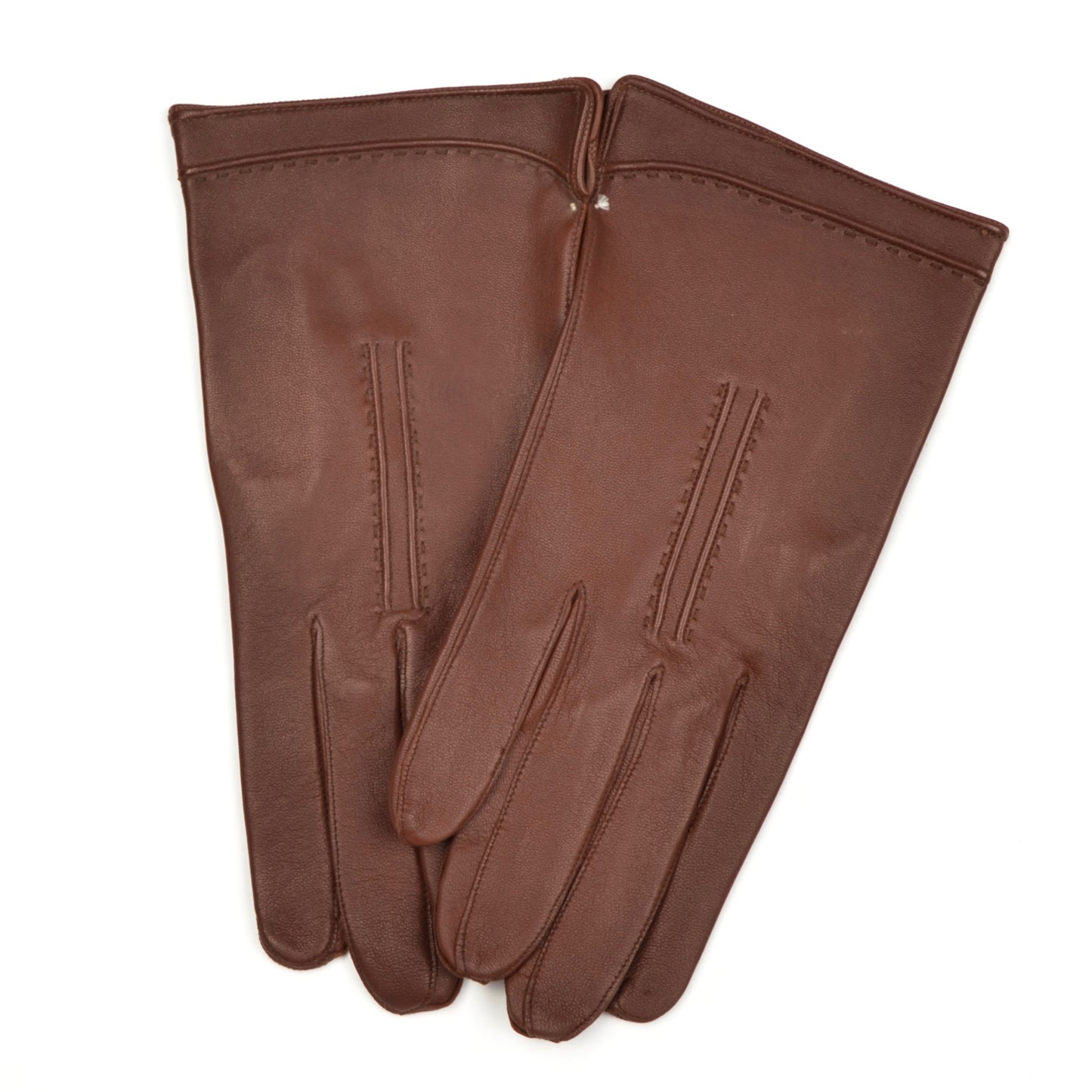 Unlined Calfskin Leather Dress Gloves Size 8 1/4 - Brown