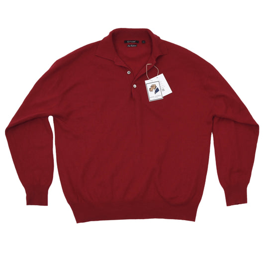 Max Calvin 100 % Kaschmir-Polo-Pullover Größe XXL - Rot