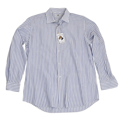 Hermès Paris Businesshemd Größe 44/17,5 - Blau/Weiß gestreift