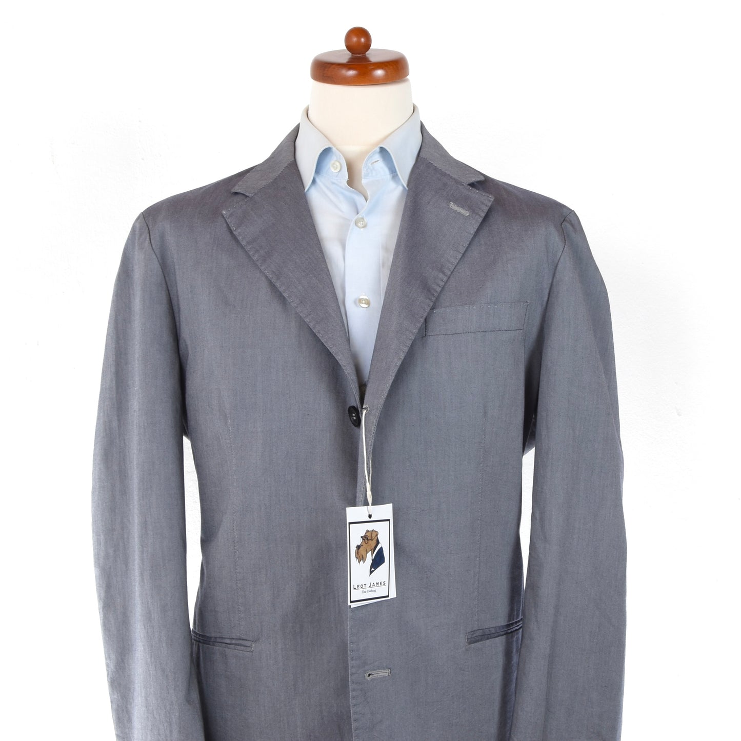 Luca D'Altieri Unstructured Cotton Suit Size 54 - Blue-Grey