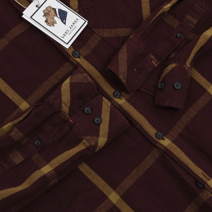 Nudie Jeans Organic Cotton Flannel Shirt Size L - Burgundy Windowpane