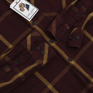 Nudie Jeans Flanellhemd aus Bio-Baumwolle Größe L - Burgundy Windowpane