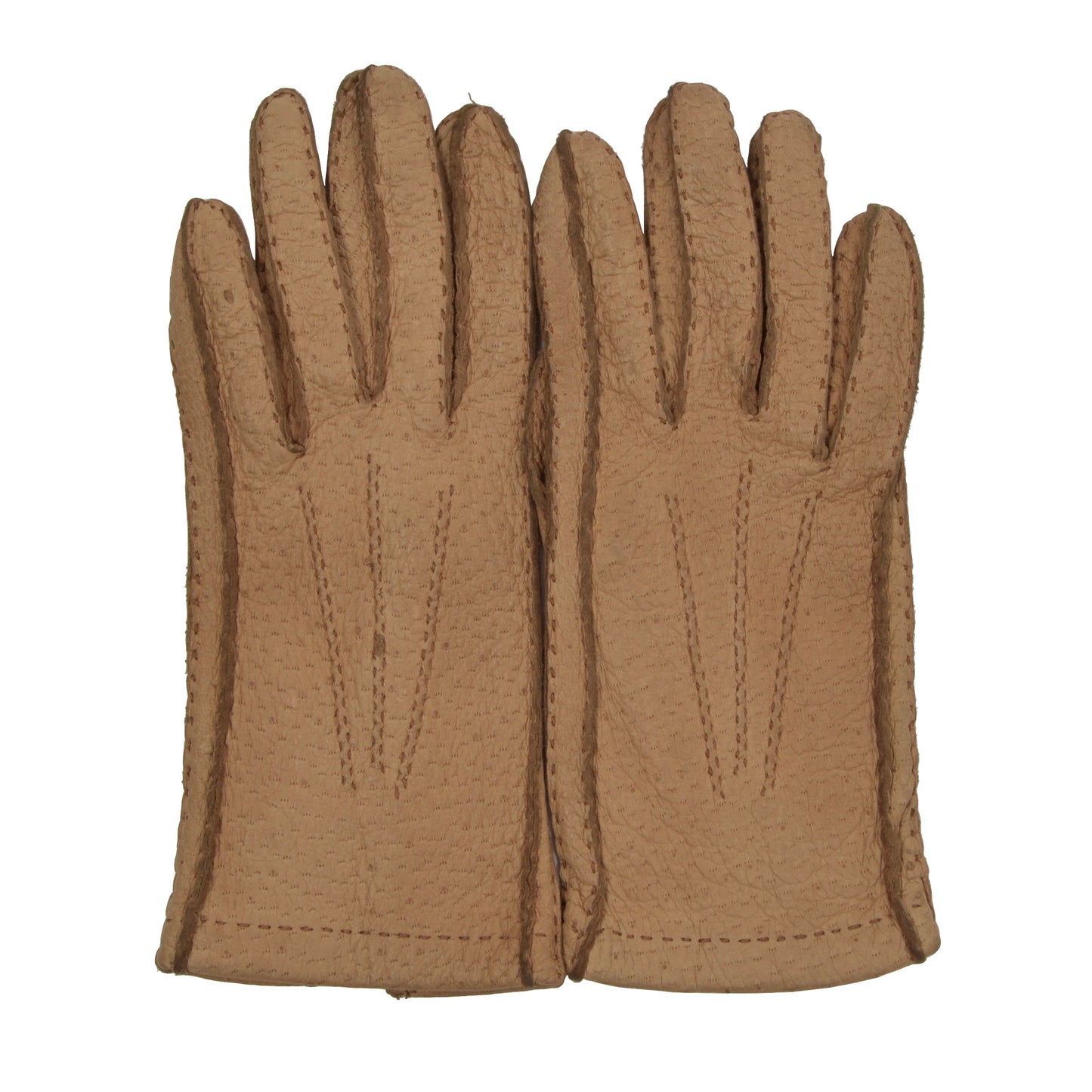Ungefütterte Peccary-Handschuhe XS-S - Beige/Tan