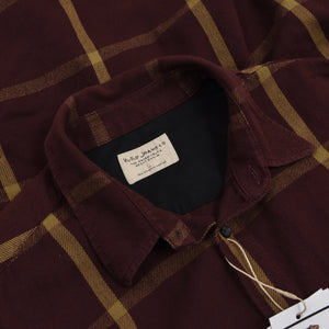 Nudie Jeans Flanellhemd aus Bio-Baumwolle Größe L - Burgundy Windowpane
