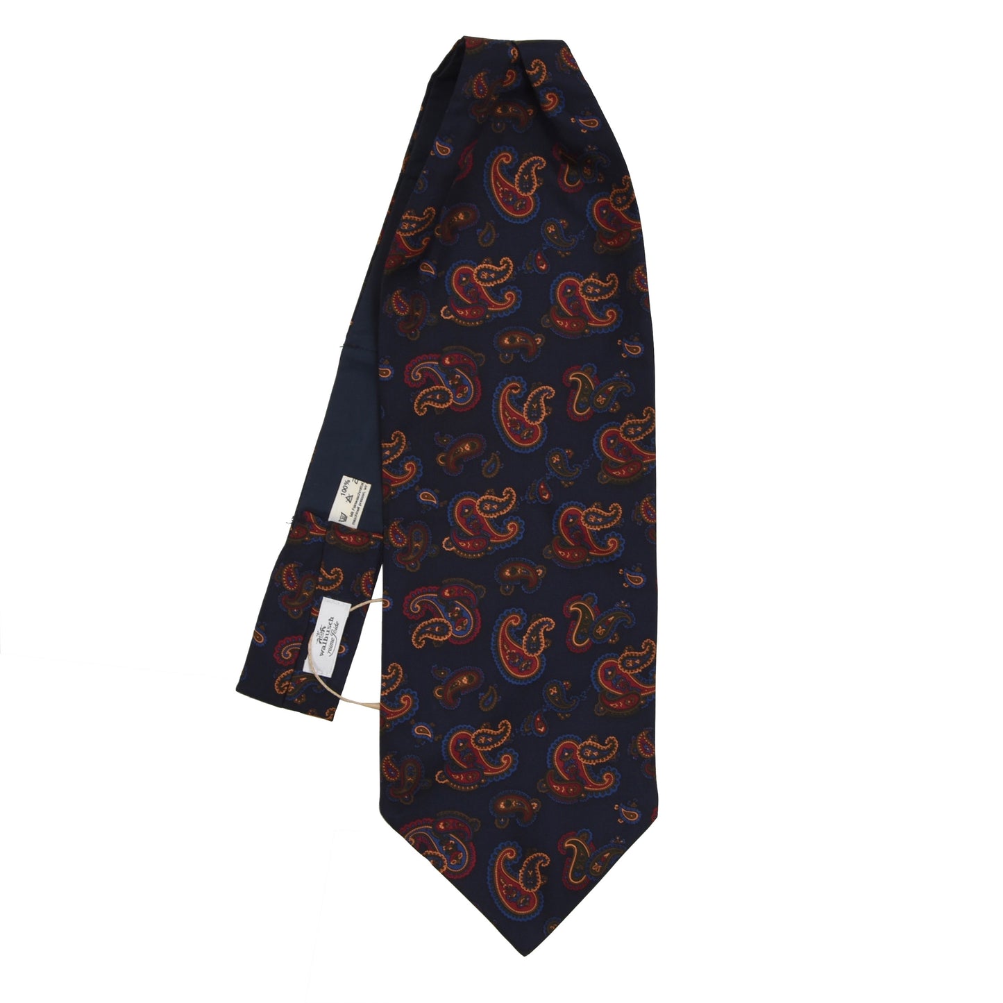 Walbusch Silk Ascot/Cravatte Tie - Navy Paisley