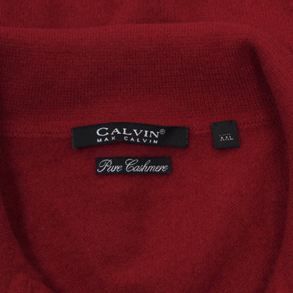 Max Calvin 100 % Kaschmir-Polo-Pullover Größe XXL - Rot