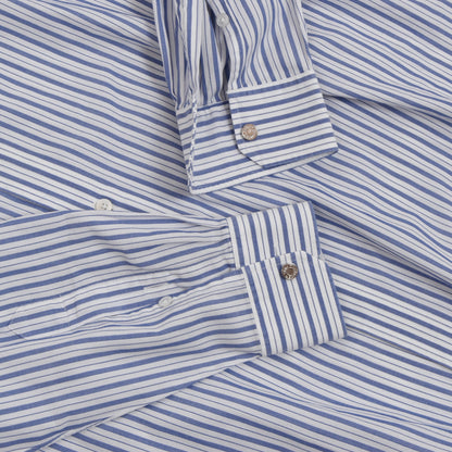 Hermès Paris Businesshemd Größe 44/17,5 - Blau/Weiß gestreift