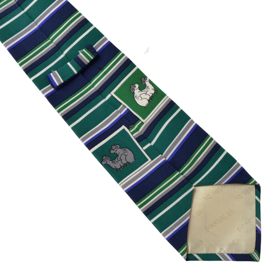 Pancaldi F Ewe Silk Tie - Green Stripe