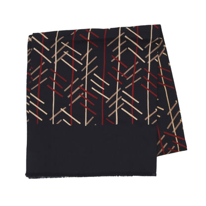 Klassisches Kleid aus Wolle und Seide, Länge 127 cm - Schwarz/Rot/Beige