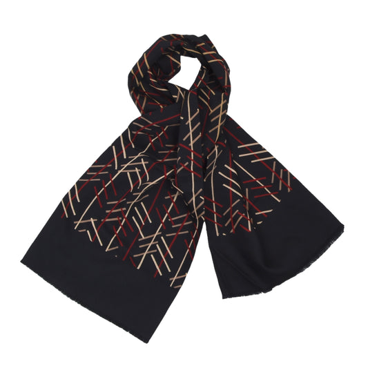 Classic Wool-Silk Dress Scarf Length 127cm - Black/Red/Beige