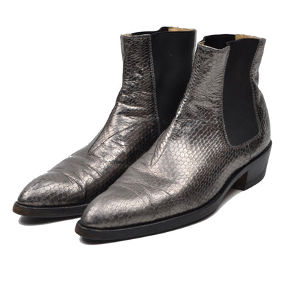 Helmut Lang Snakeskin Stiefel Größe 6,5 - Grau/Silber