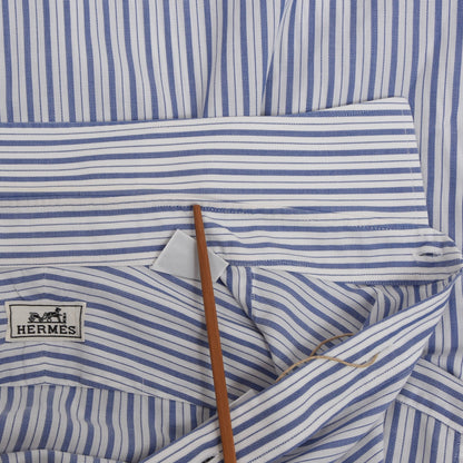 Hermès Paris Dress Shirt Size 44/17.5 - Blue/White Stripe