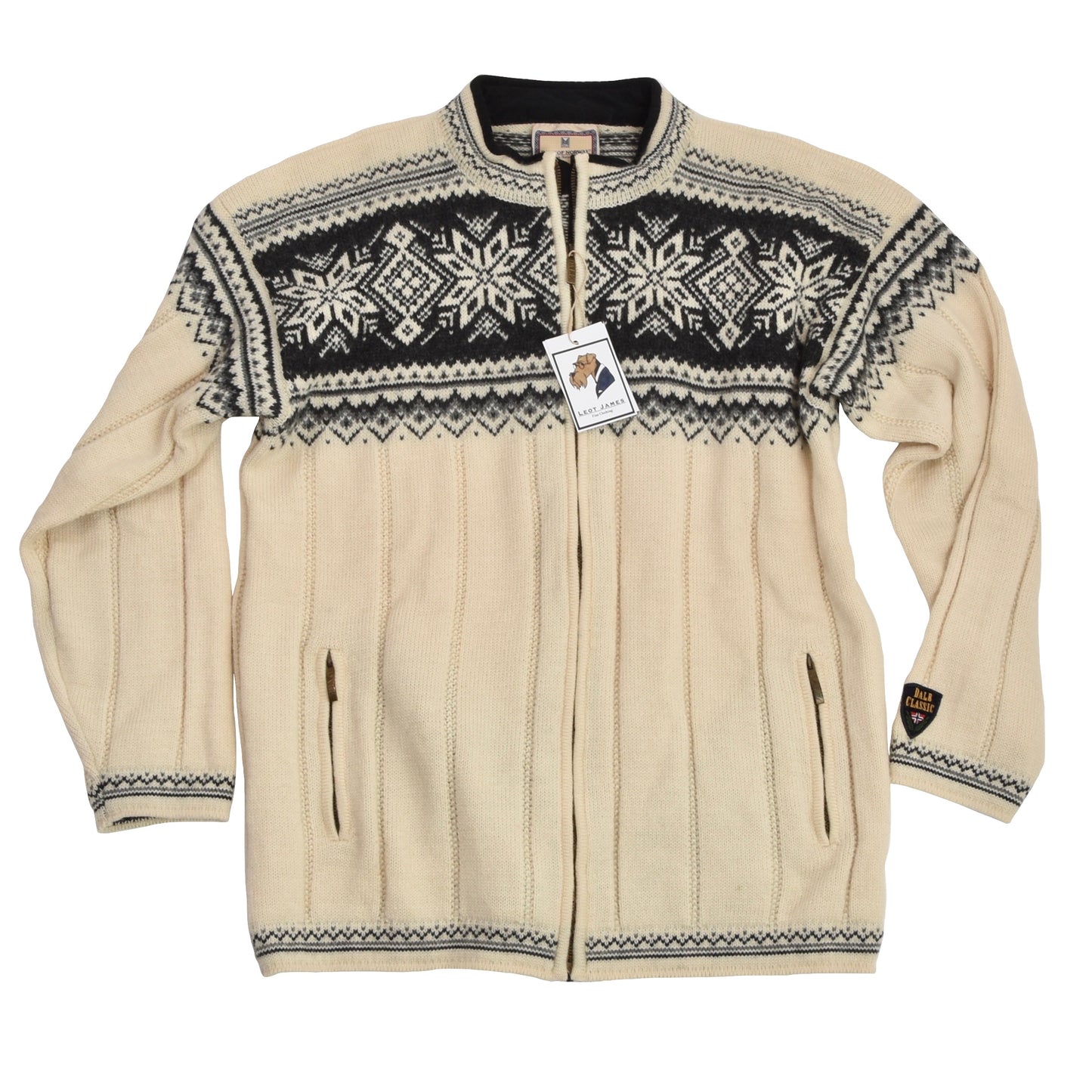 Dale of Norway Wool Zip Cardigan Sweater Size XL - Cream
