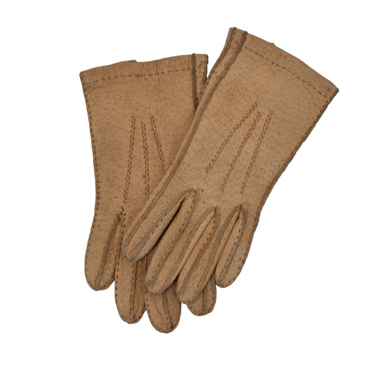 Unlined Peccary Gloves Size 7 - Beige/Tan
