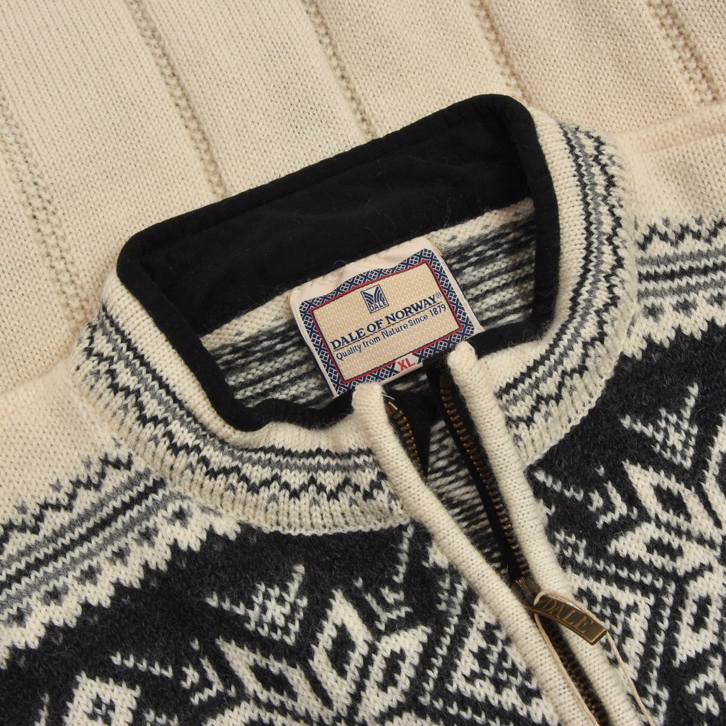 Dale of Norway Wool Zip Cardigan Sweater Size XL - Cream