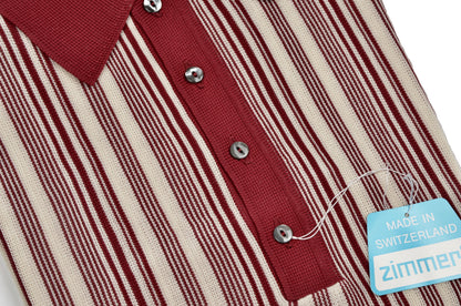 Knit Polo Shirt by Zimmerli Size XL - Striped Cotton Lisle