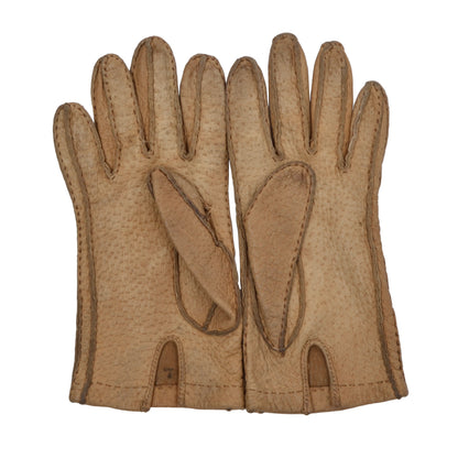 Ungefütterte Peccary-Handschuhe Größe 7 - Beige/Tan