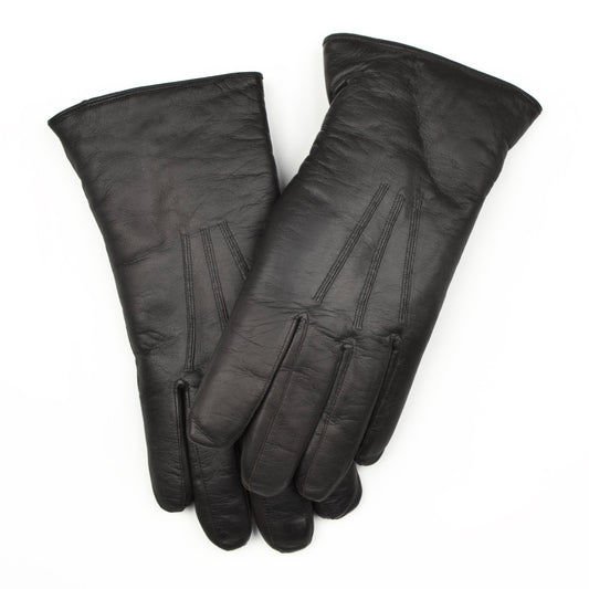 Shearling-Lined Lamb Nappa Gloves Size 8 1/2 - Black