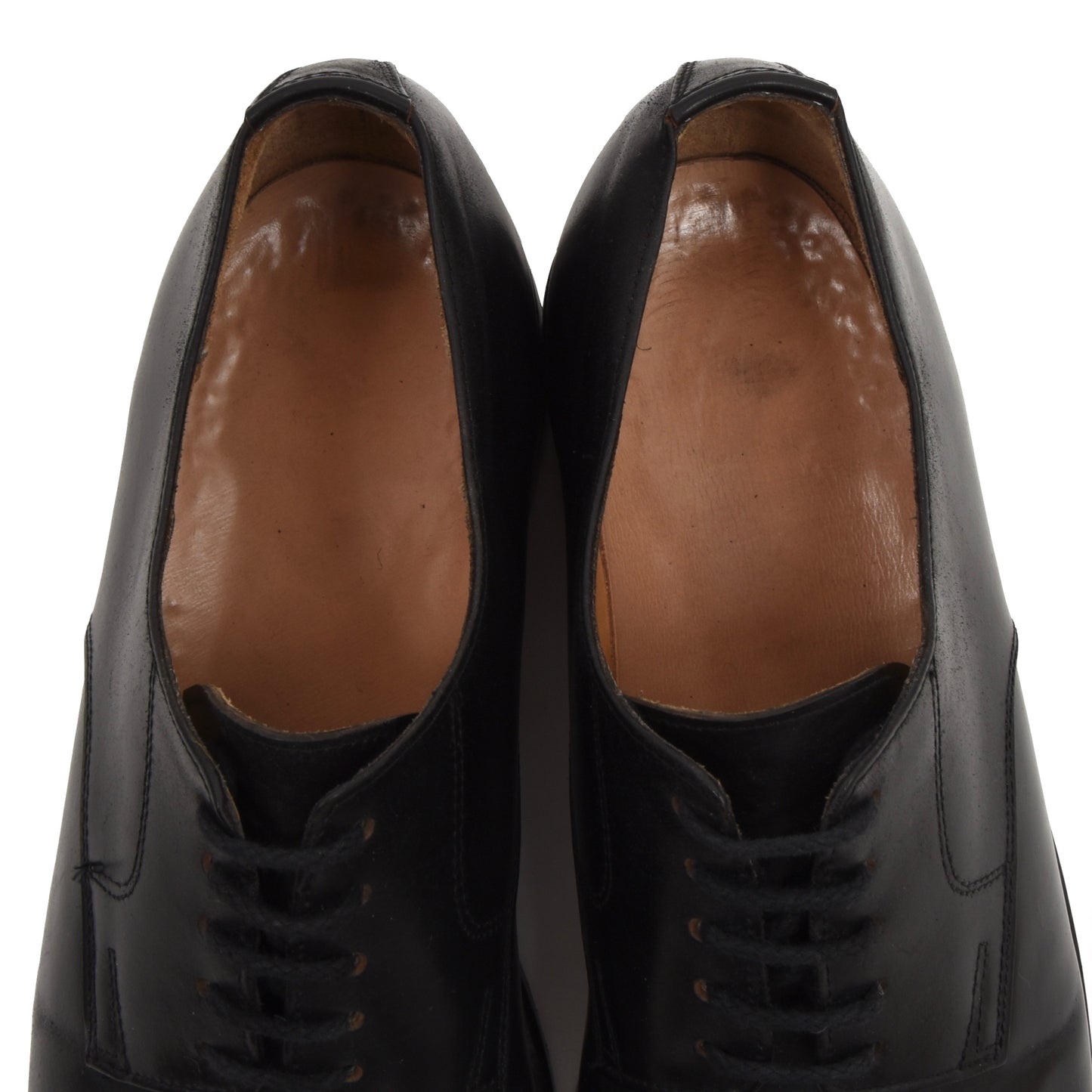 Bespoke Shell Cordovan Plain Toe Blucher Shoes - Black
