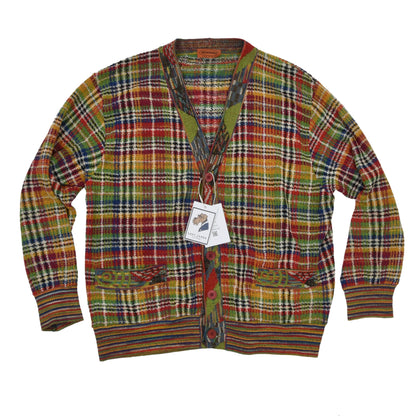 Vintage Missoni Strickweste aus Baumwolle, Größe 50 - Kariert, regenbogenfarben