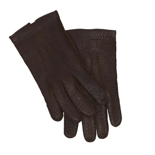Unlined Peccary Gloves - Chocolate Brown