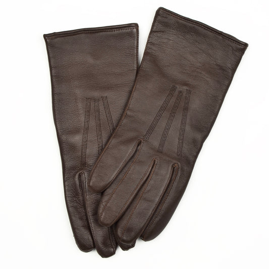 Wool-Lined Calfskin Gloves Size S - Brown