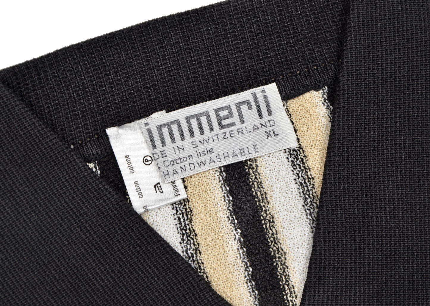 Gestreiftes Strick-Poloshirt von Zimmerli Größe XL - Baumwollstoff Schwarz, Weiß &amp; Beige