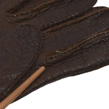 Ungefütterte Peccary-Handschuhe - Schokoladenbraun