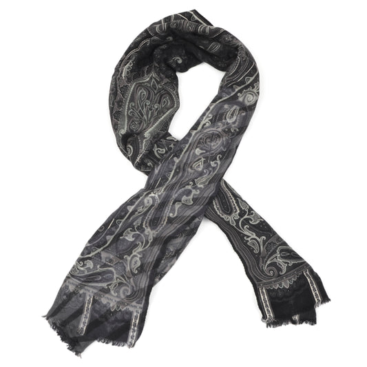 Etro Milano Paisley Schal - Grau, Schwarz, Weiß